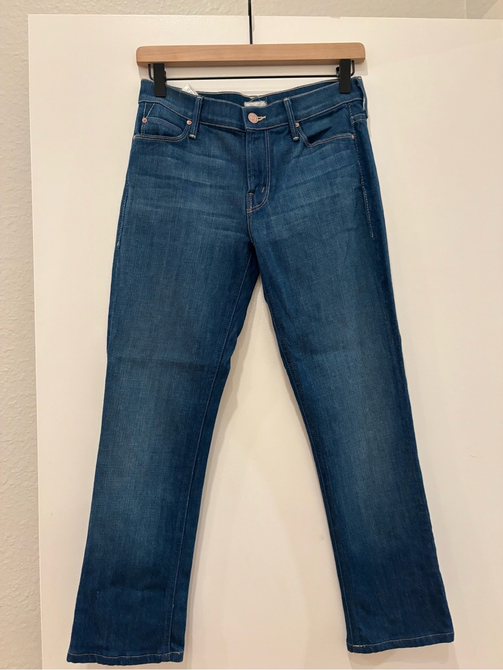 MOTHER Denim "The Runaway" jeans Dark Hearts At Risk 27 low rise straight leg